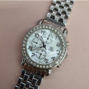 CC Quartz Watch with Crystal Accents